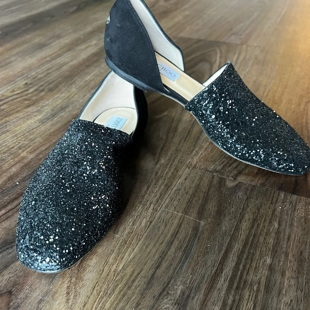 Jimmy Choo Women's Globe Glitter & Leather d'Orsay Flats